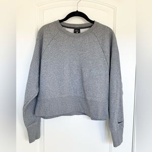 Nike Dri-Fit Embossed Logo Cropped Boxy Sweatshirt in Grey Size S
